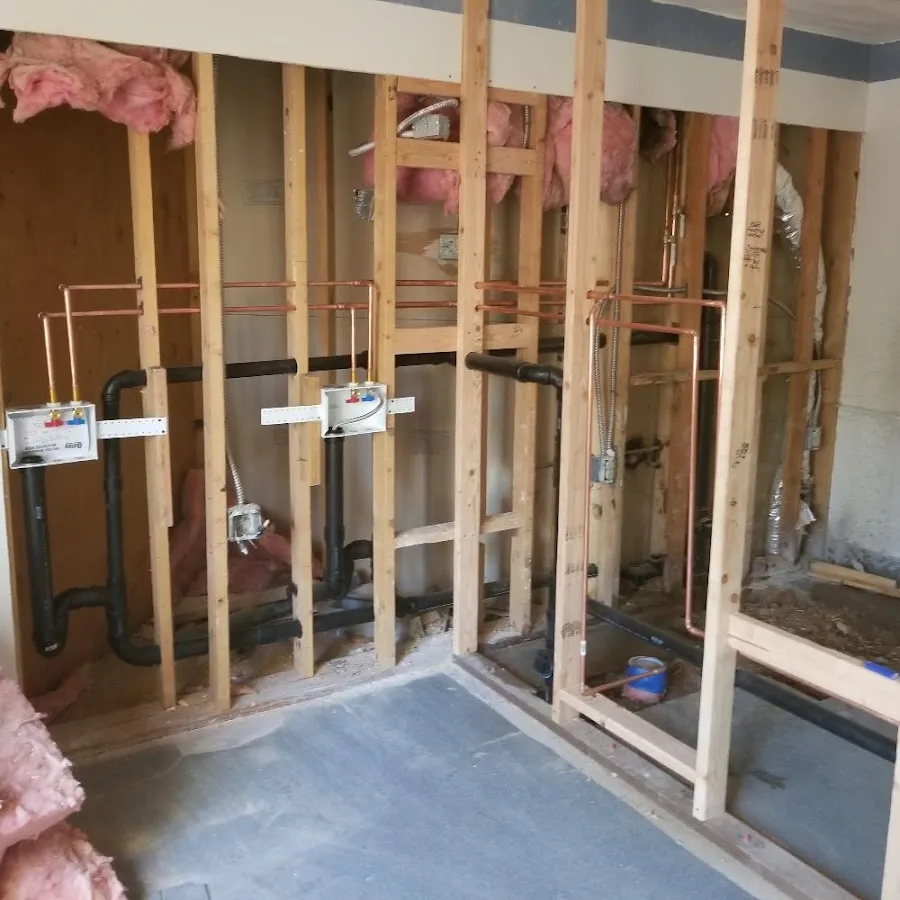 Copper pipe rough-in and plumbing installation in Attleboro